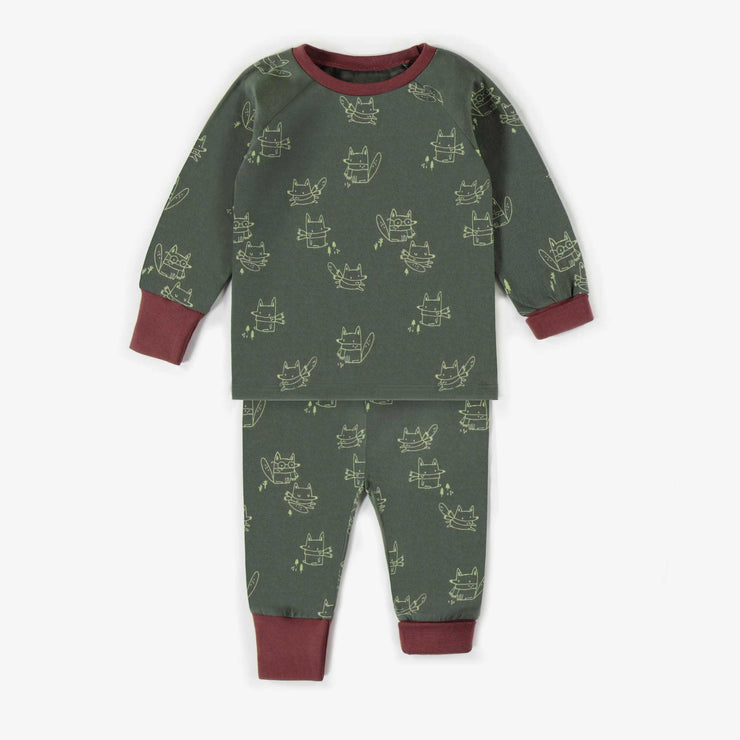 Green Two Piece Adjustable Pyjamas In Organic Cotton Baby Souris Mini Souris Mini