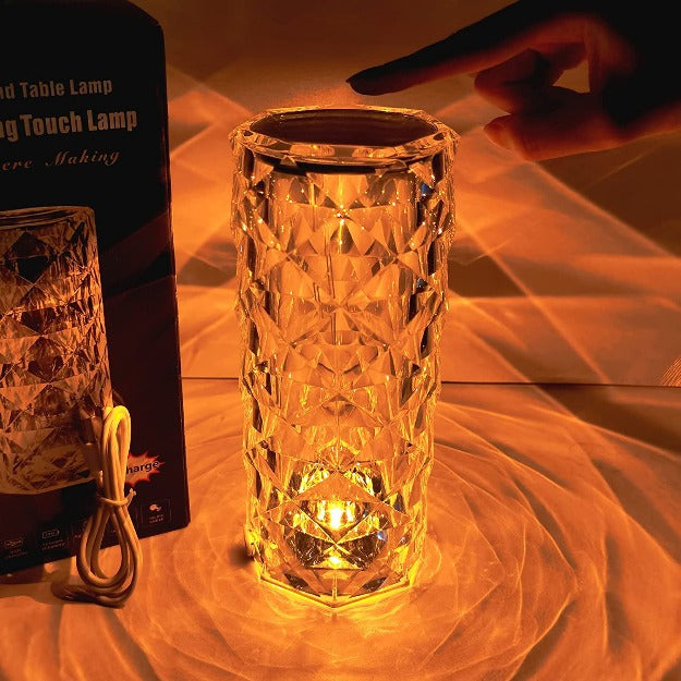 Rose Crystal Reflection Portable Led Table Lamp Rechargeable Cordless Chronos Lights