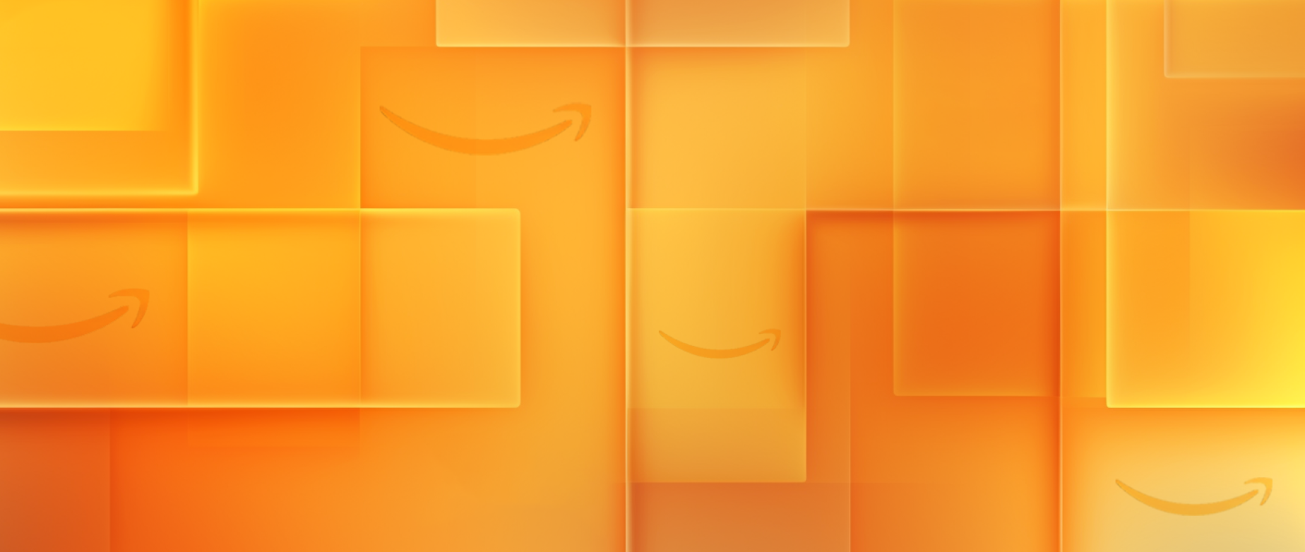 orange rectangular shapes with the Amazon logo on them