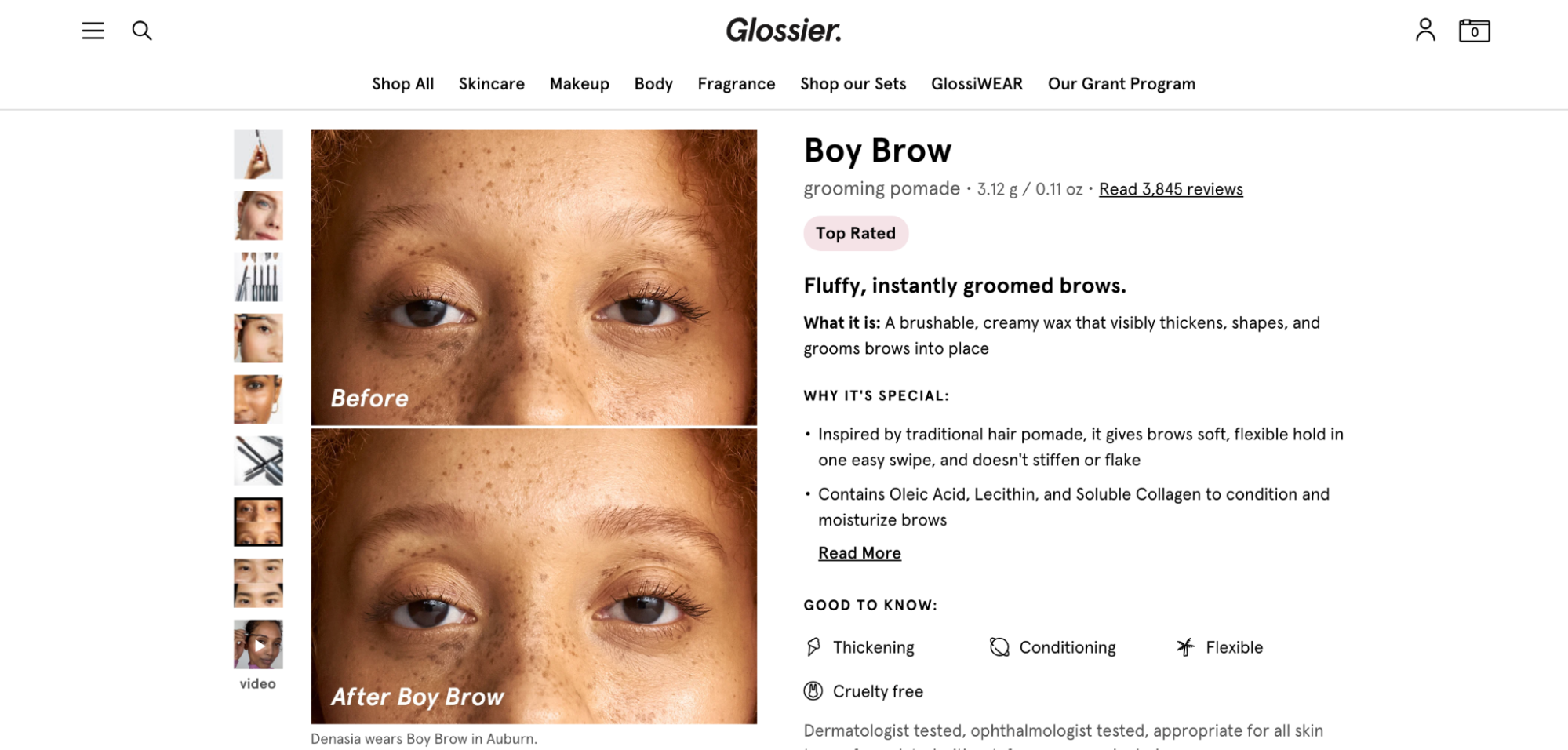 glossier's website is a great example of effective product photography