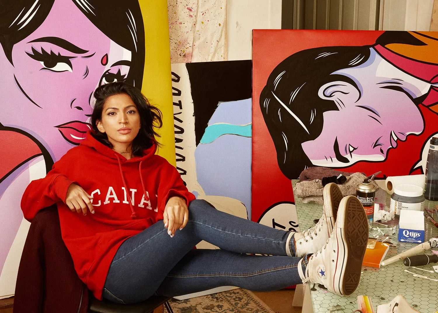Portrait of artist Maria Qamar in her studio