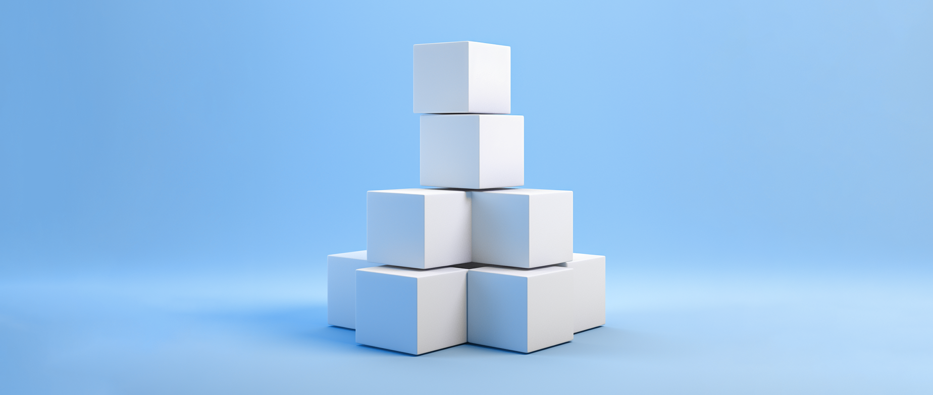 a bunch of white boxes stacked against blue background