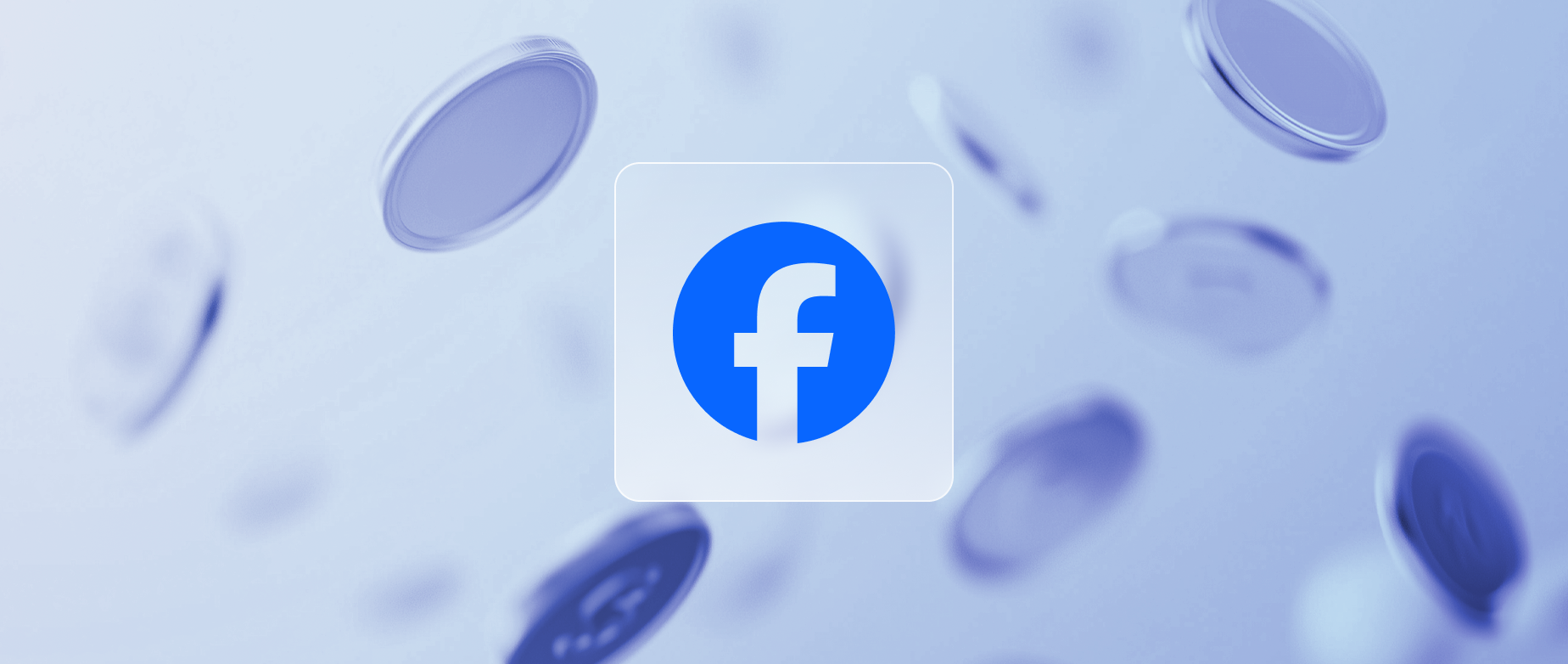 Facebook logo with coins falling behind, best time to post on facebook