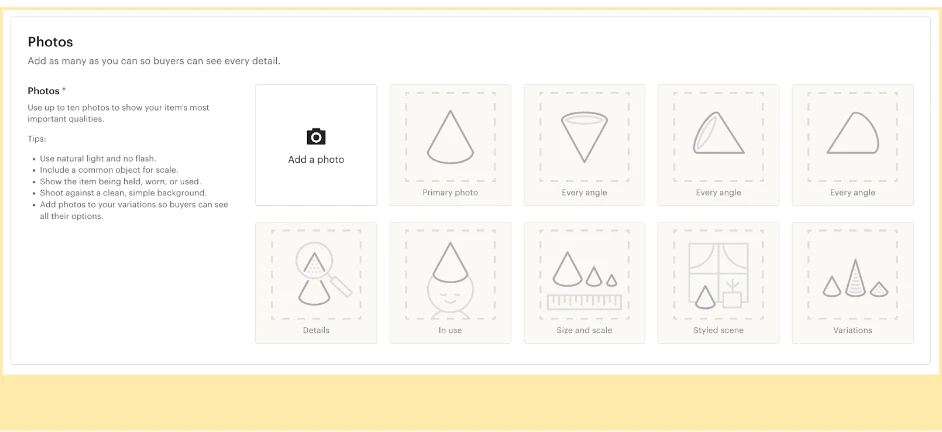 Screenshot of Etsy site builder