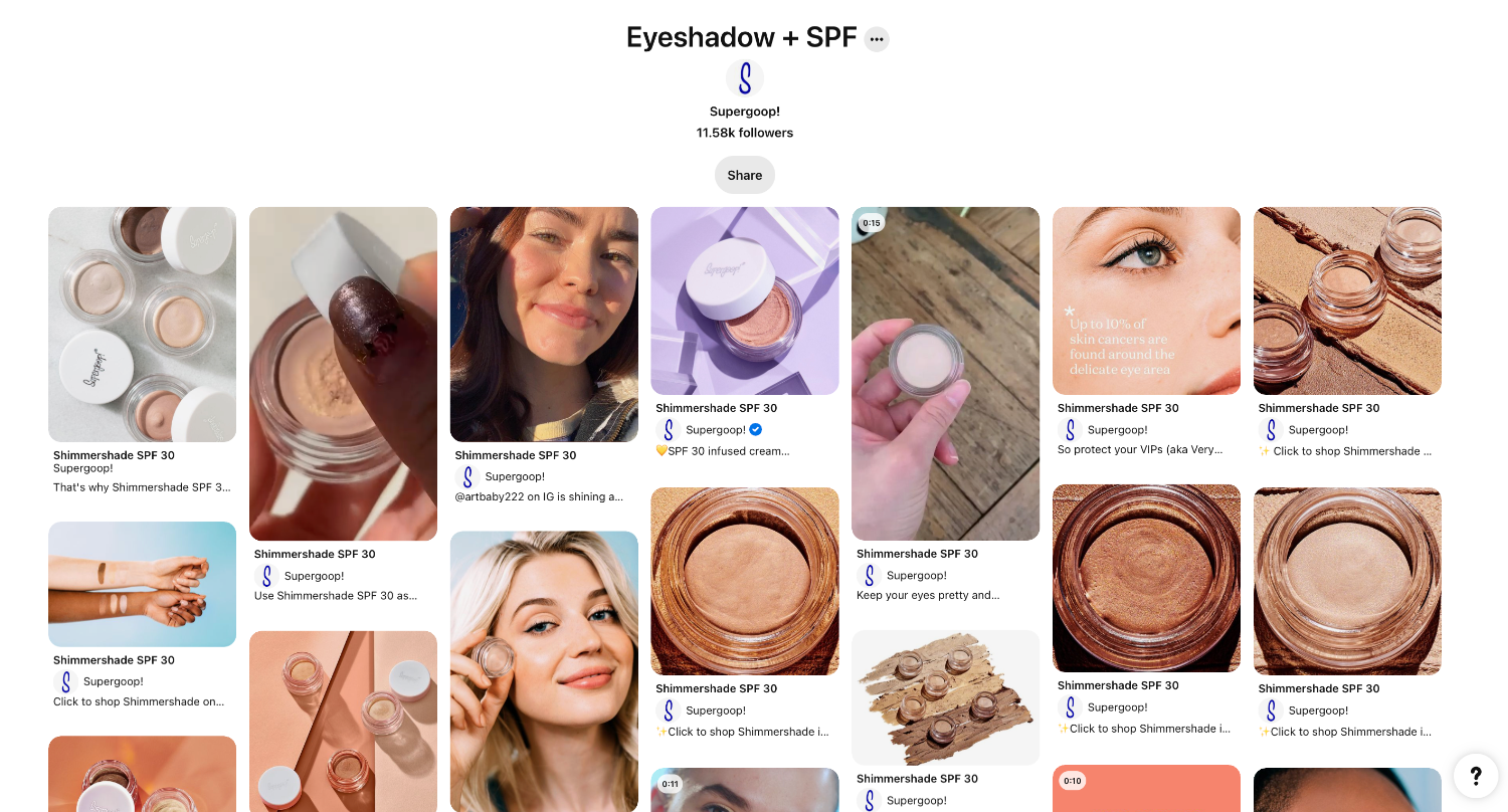 Pinterest board by brand Supergoop