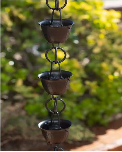 Chaine De Pluie Martelee Noire Tasses En Aluminium De 8 5 Pieds De Lon Old West Iron