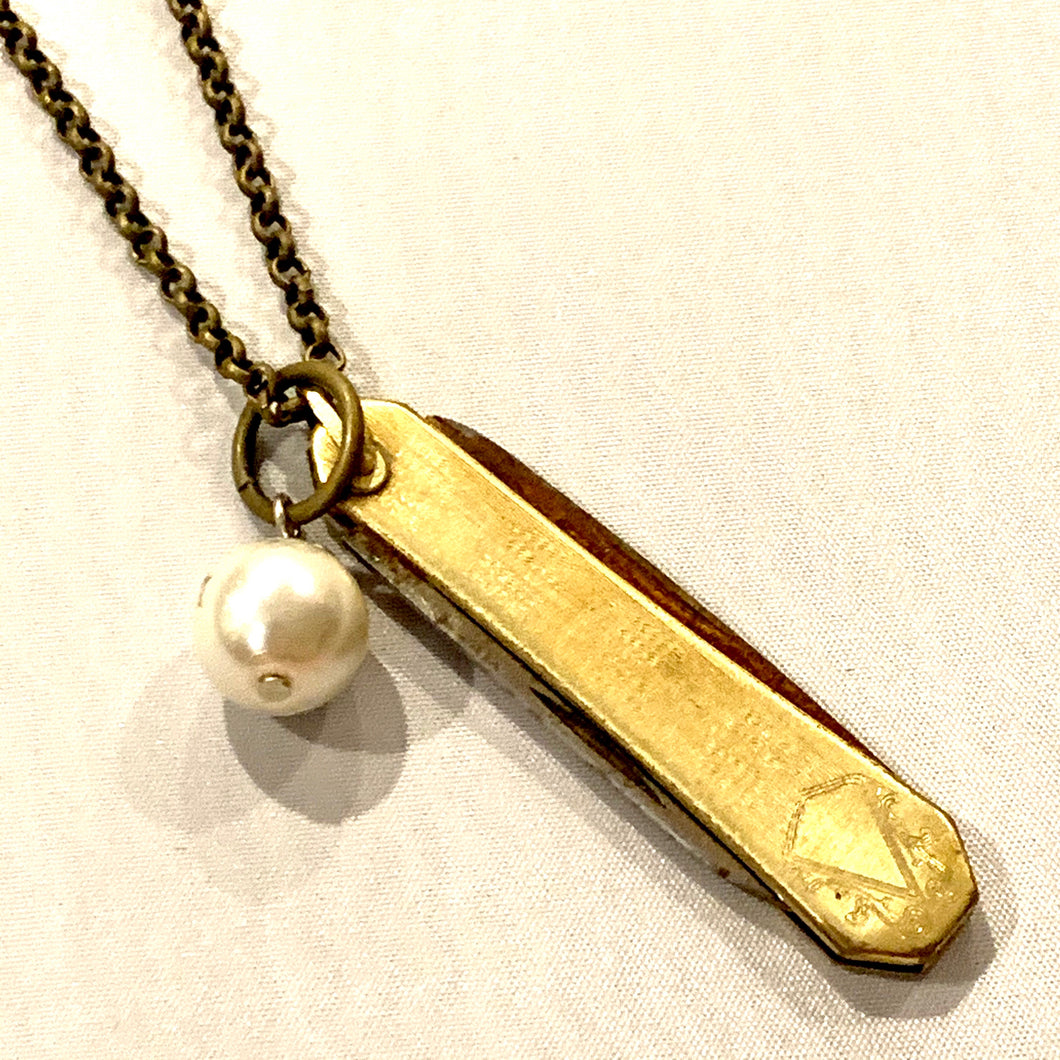 Simple Vintage Pocket Knife Necklace Lela Ray Jewelry