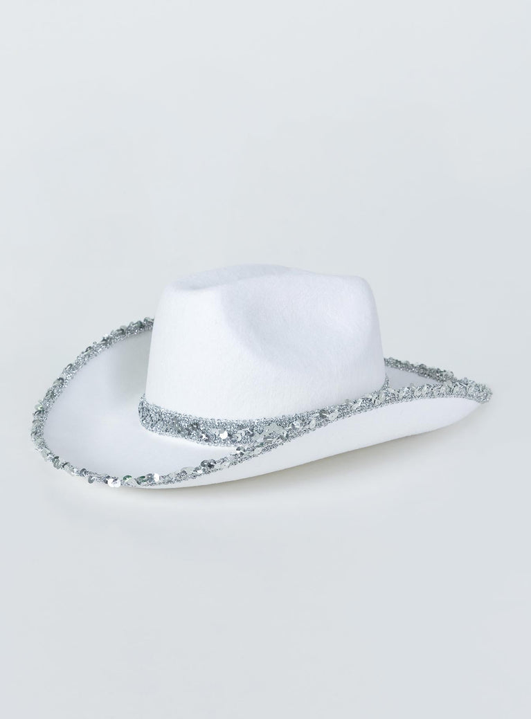 Hey Ya Sequin Cowboy Hat White