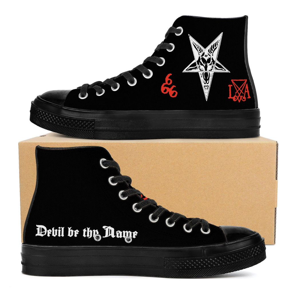 Satan Walk With Me High Top Canvas Shoes Black The Luciferian Apotheca