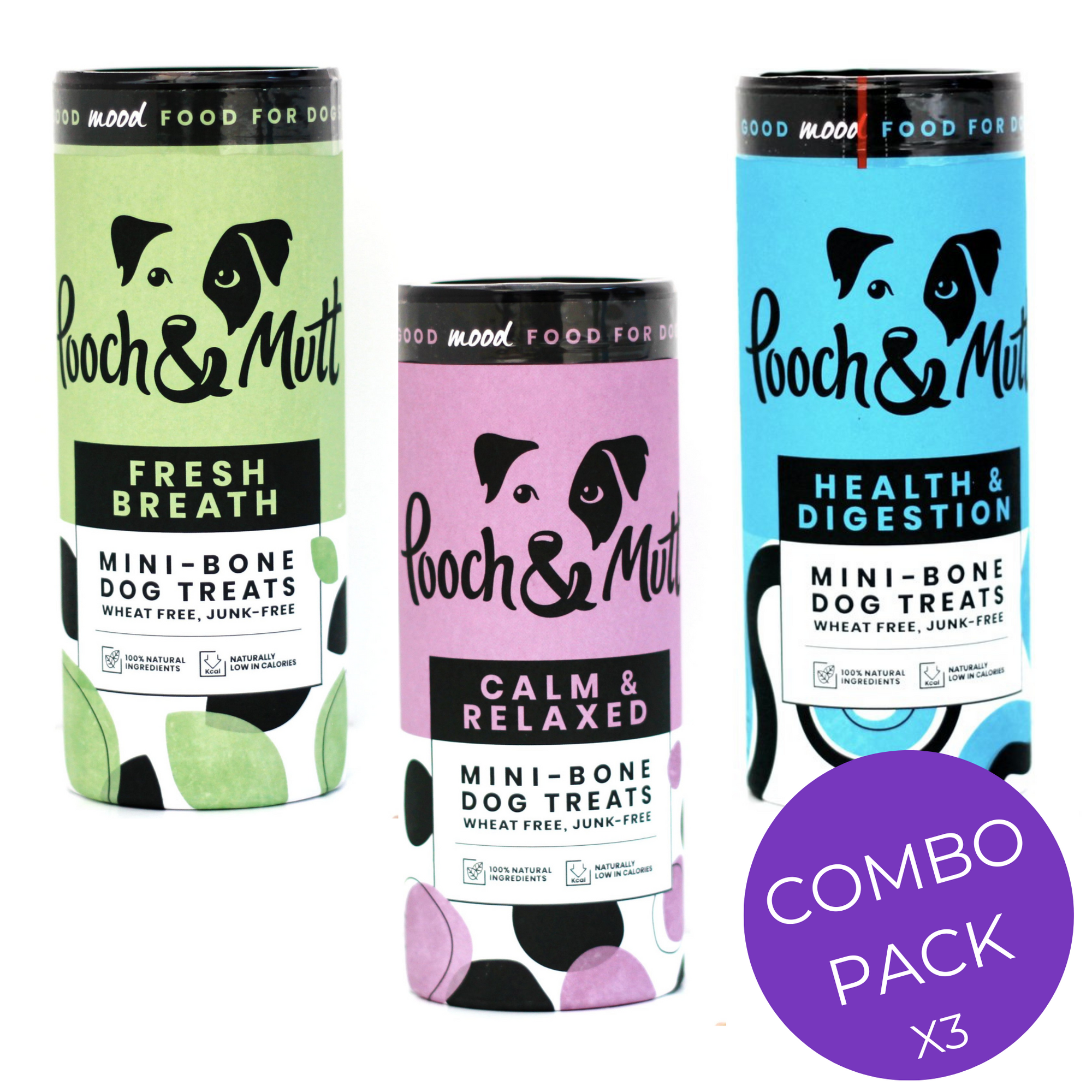 Pooch And Mutt Dog Treat Combo Pack X3 Tatty Head