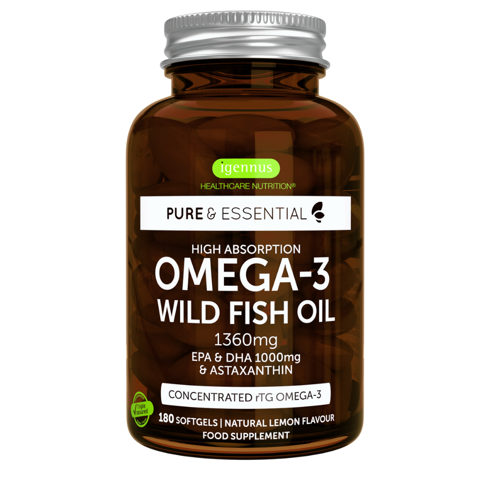 Pure Essential Omega 3 Wild Fish Oil Astaxanthin 1mg 1000mg Epa D Igennus Healthcare Nutrition