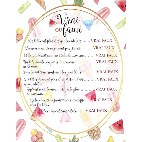 Baby Shower Cartes De Jeux Baby Shower Jeux Baby Shower Jeux Vrai Omade