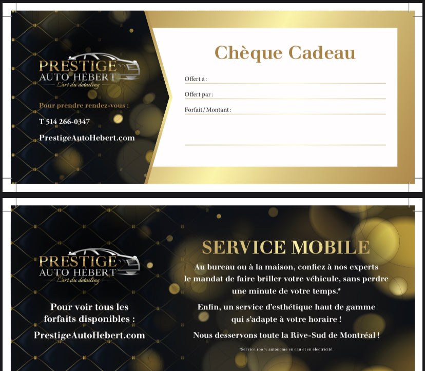 Carte Cadeau Prestige Auto Hebert Prestige Auto Hebert
