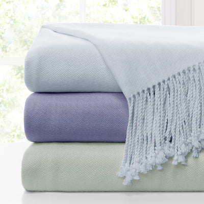 The Light Blue Fringed Throw Blanket Crane Canopy