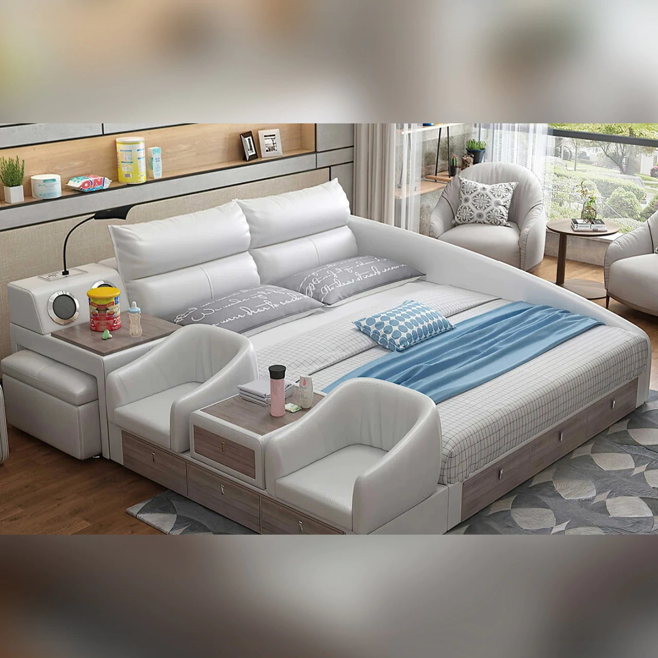 Queen Size White Queen Size Smart Bed Gkw Retail