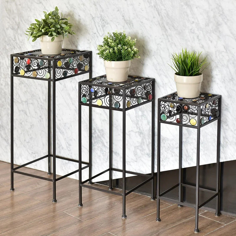Plant Stand 3 Pieces Square Decor Metal Plant Stand Furniture Online