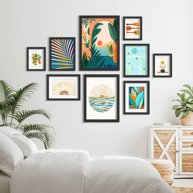 Sunny Boho Bliss 9 Piece Framed Gallery Wall Art Set Americanflat