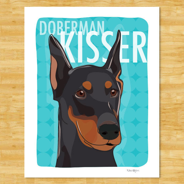 Doberman Pinscher Art Print Doberman Kisser Red With Cropped Ears Pop Doggie