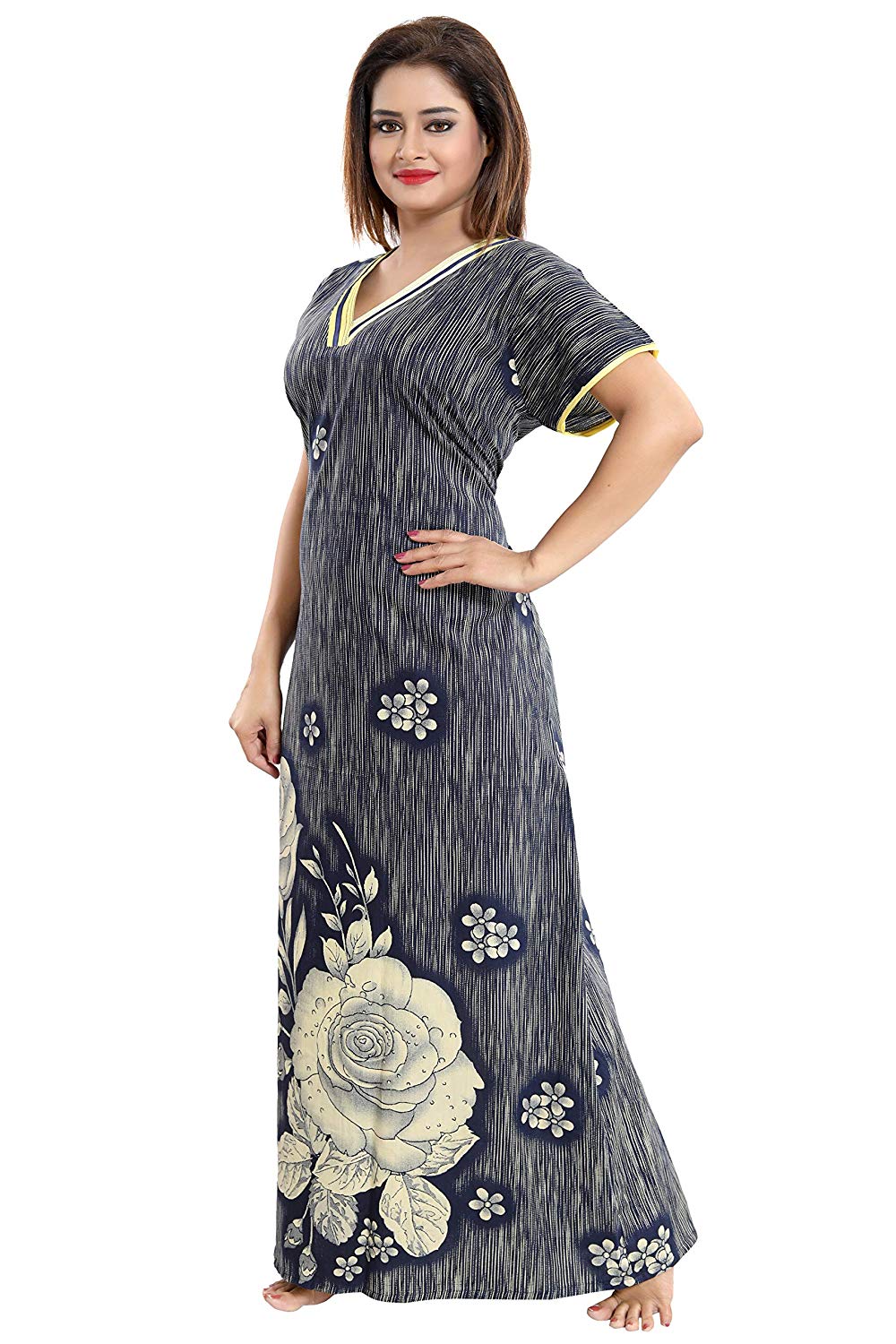 Women S Beautiful Print Cotton Fabric Night Gown Nightwear Nighty Nigh Indomela