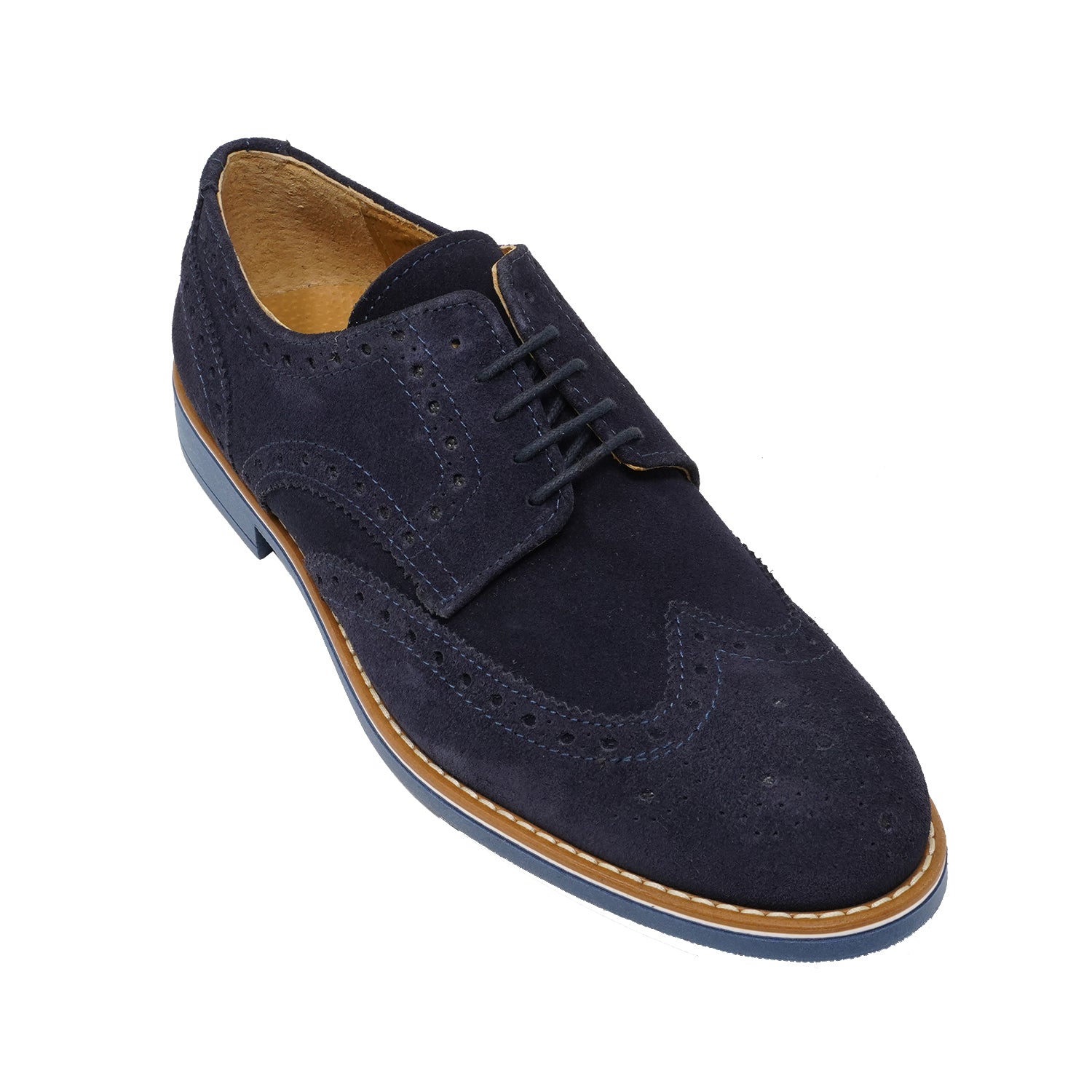 Scarpe Uomo Casual In Camoscio Eleganti Francesine Blu Derby Stringate Esprez