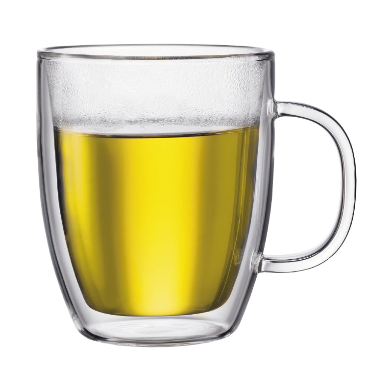 Bodum Bistro Double Wall 15 Oz Glass Mug Set Of 2 Ecs Coffee