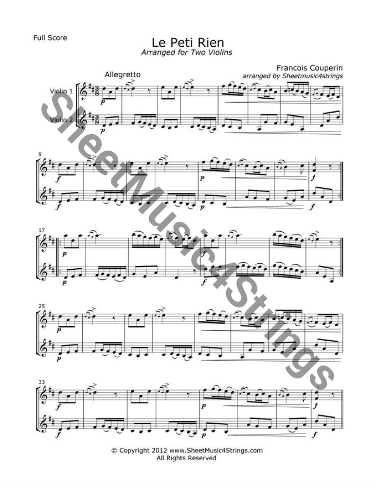 Couperin F Le Petit Rien Violin And Viola Duo Sheetmusic4strings