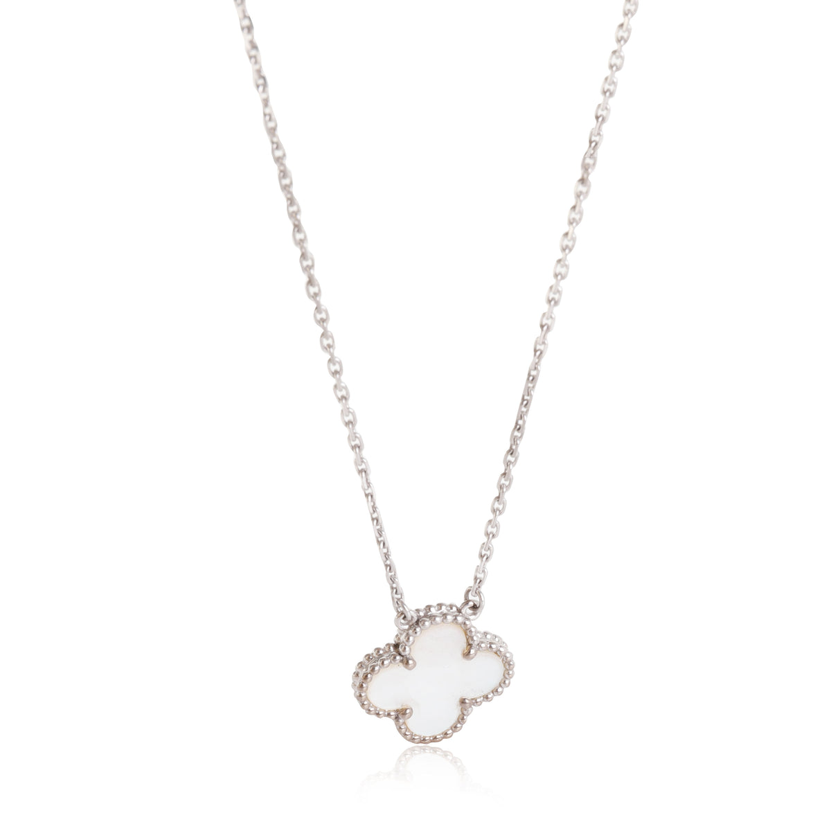 Van Cleef Arpels Alhambra Mother Of Pearl Pendant In 18k White Gold Mygemma