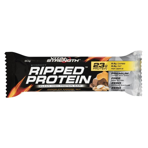 Vitalstrength Ripped Protein Bar Chocolate Caramel Nut 60g Aussie Lk