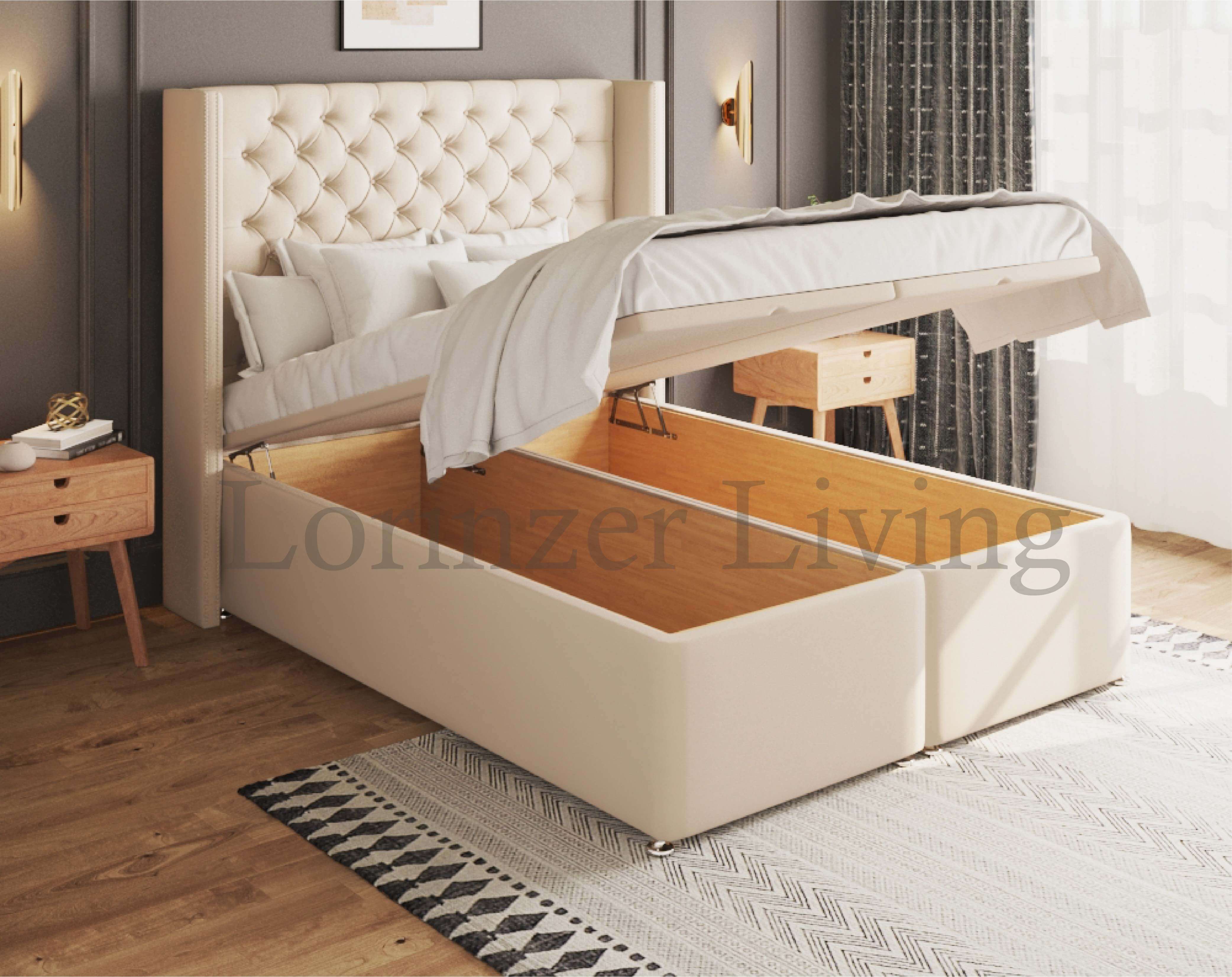 Ethena Cream Ottoman Winged Bed Lorinzer Living