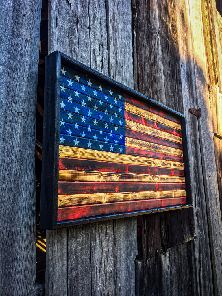 Large Wooden American Flag Wall Art Home Decor Farmhouse Products