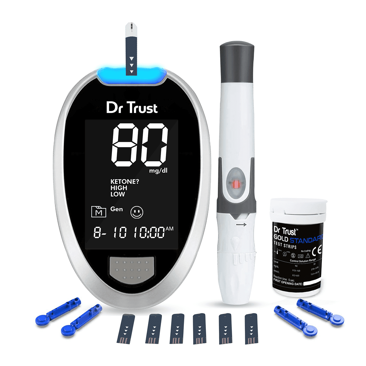 Dr Trust Usa Glucose Monitor Glucometer Sugar Check Test 10 Strips 113