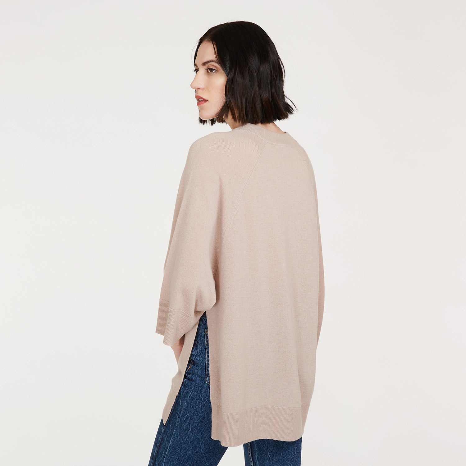 Oversized Tunic W Bell Sleeves In Fawn Autumn Cashmere