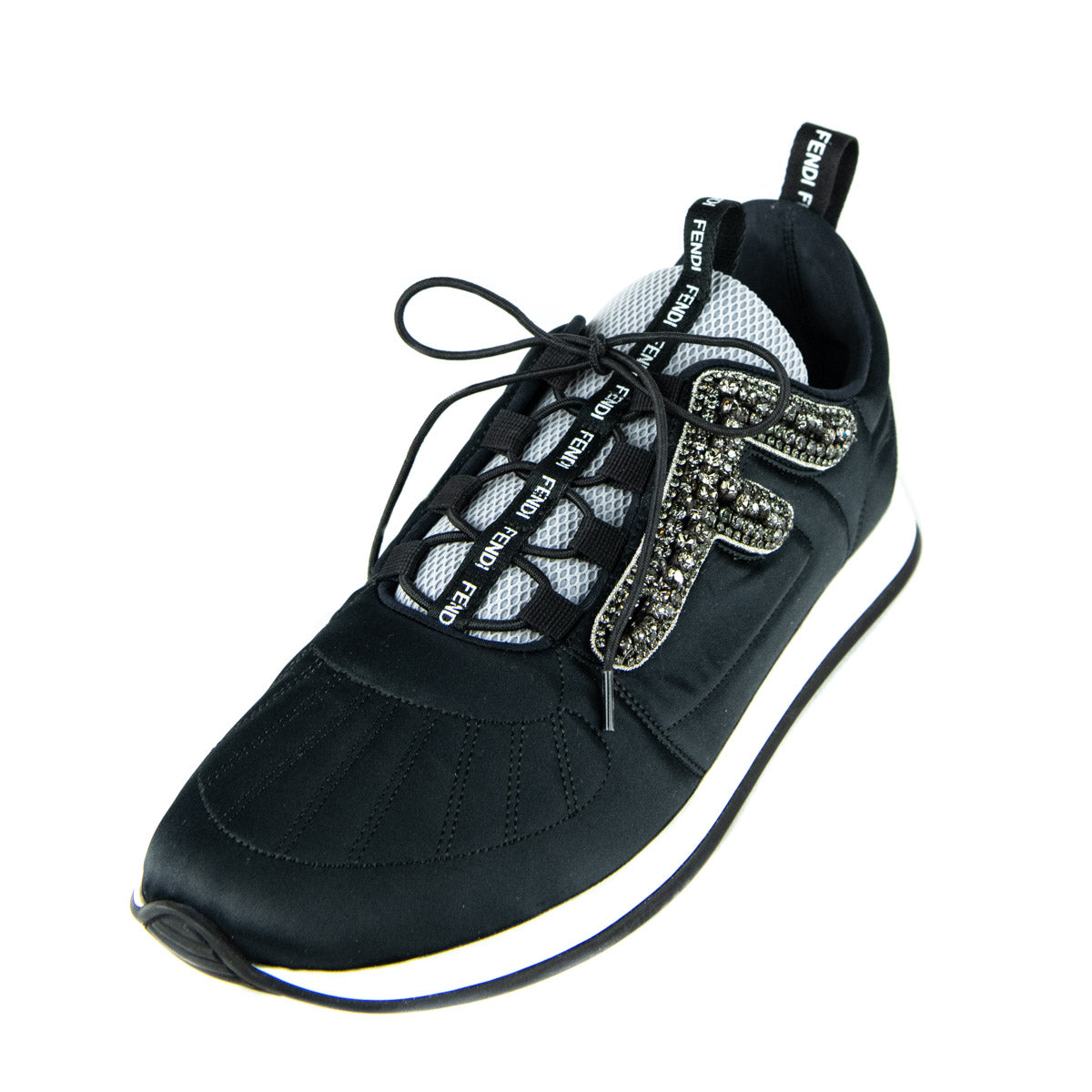 Fendi Black Neoprene Freedom Crystal Embellished Sneakers Shop Fendi