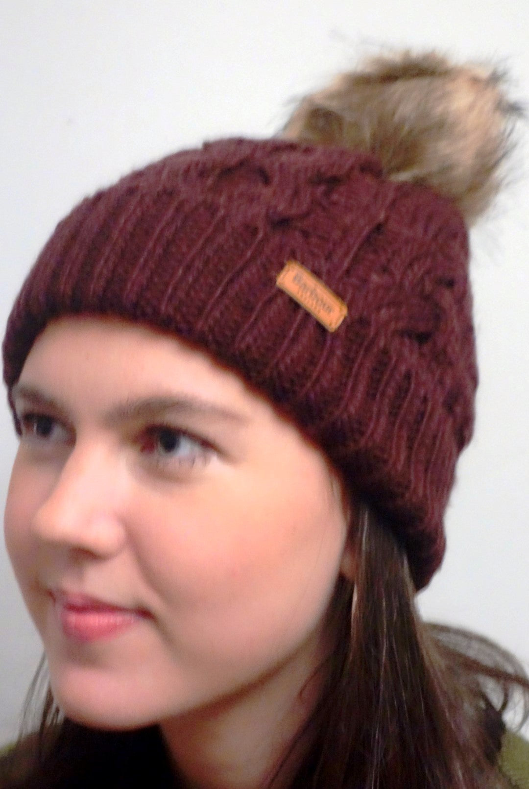 Barbour Beanie Hat Penshaw Cable Knit In Bordeaux Lha0386pu91 Smyths Country Sports