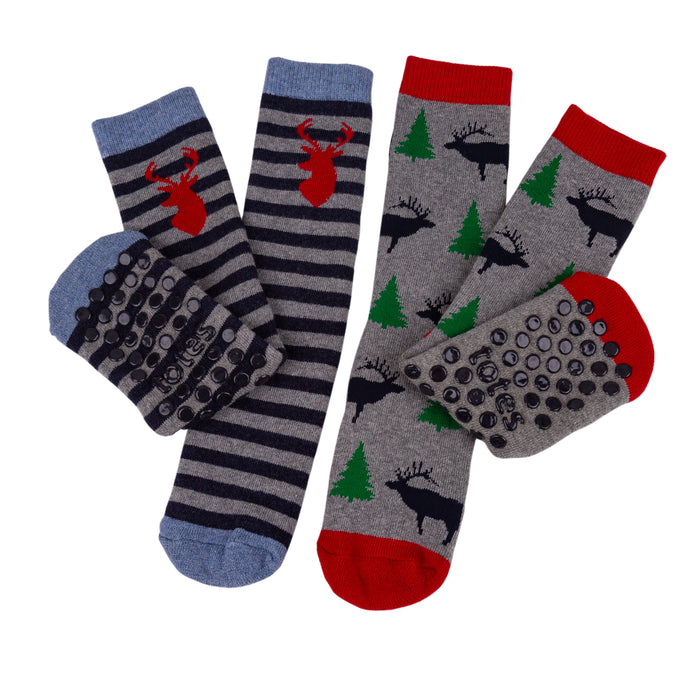 Totes Boys Slipper Socks Stags Not Another Bunch Of Flowers