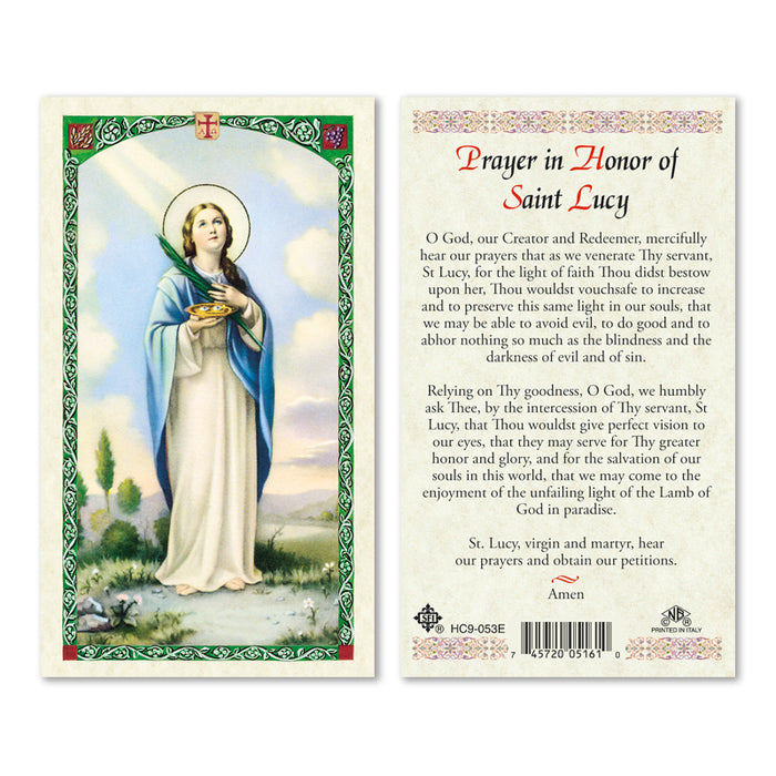 St Lucy Laminated Prayer Cards Free Shipping 70 Usa Lower 48 States Catholic Online Shopping