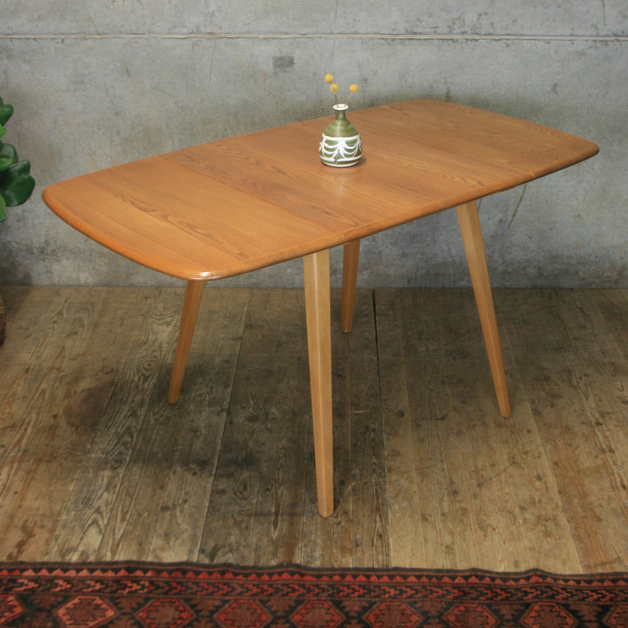 Ercol Model 383 Drop Leaf Rectangular Table 0119k Mustard Vintage
