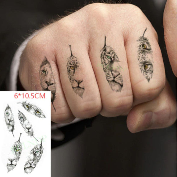 Tatouage Ephemere Femme Homme Plumes De Felins Doigts Poignet Cou Tatouage Fmr