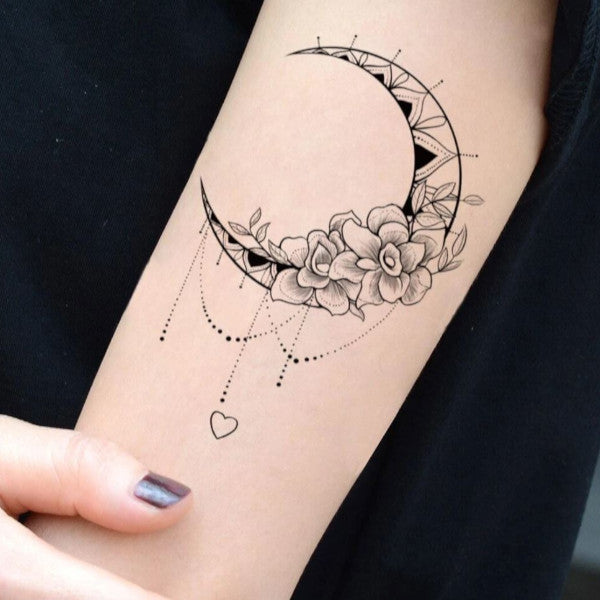 Tatouage Ephemere Femme Fleurs De Lune Bras Dos Main Epaule Tatouage Fmr