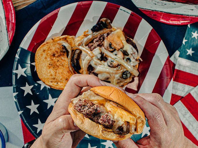 Big Green Egg Mushroom Onion And Swiss Burgers Greensbury