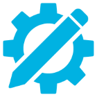 A pencil over a gear icon