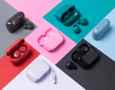 Best Selling products from JLab, shown is several colors of Go Pop+