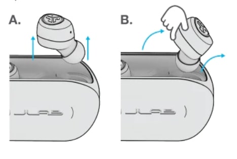 Remove earbuds by pulling straight up or from the side