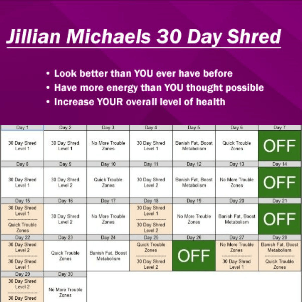 All About The 30 Day Shred Calendar Fit2shine