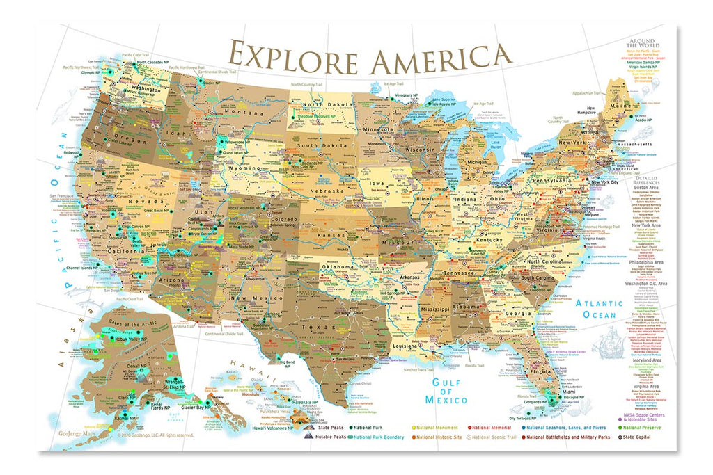 National Parks Map Us Poster Geojango Maps