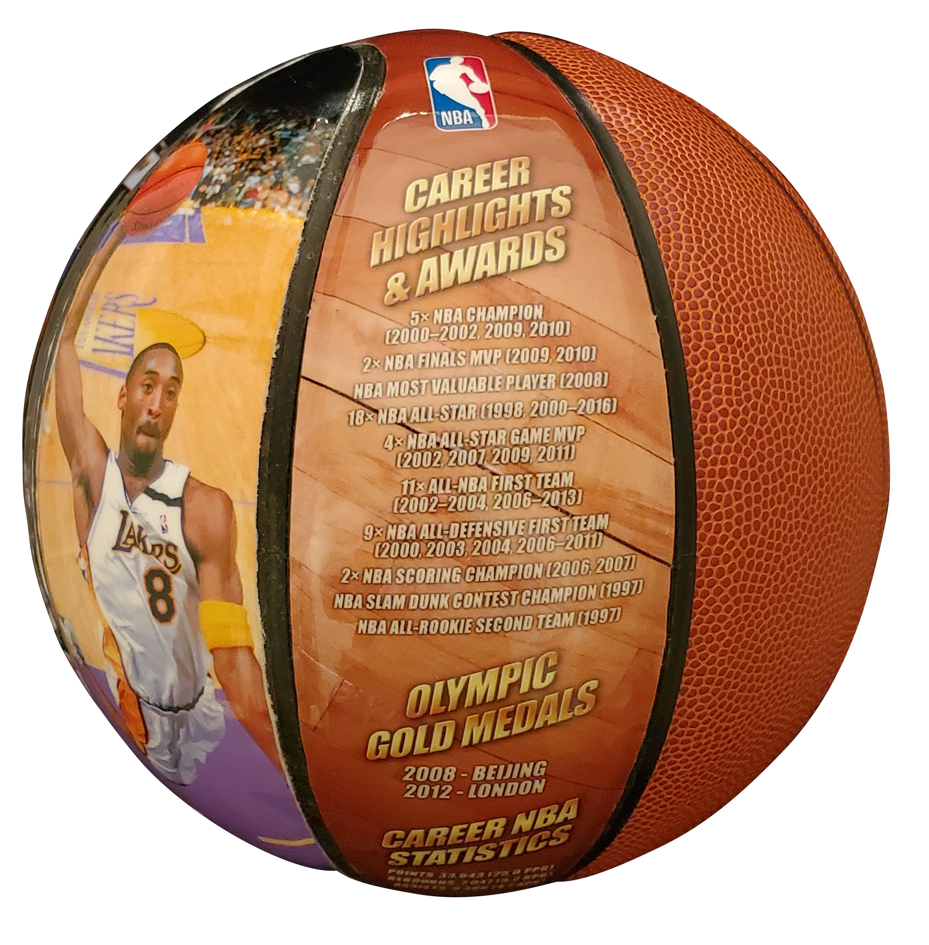 Kobe Bryant Nba Licensed Basketball With Pictures Stats Free Shipp Ball Of Fame