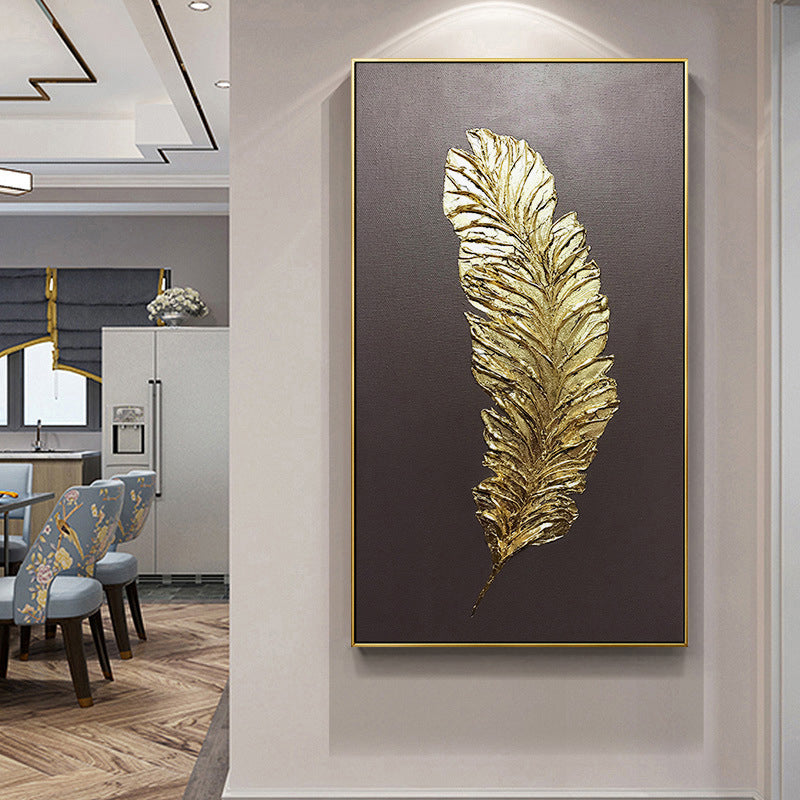 Abstract Golden Feather Canvas Print Modern Minimalist Picture For Lux Diveros