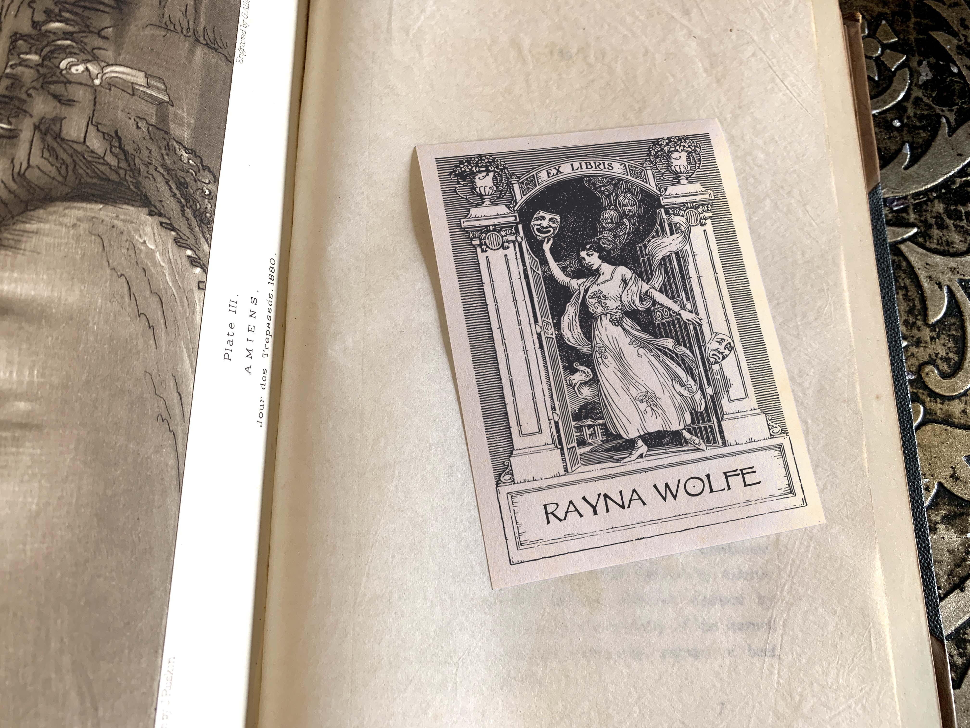 Theater Masks Personalized Gothic Ex Libris Bookplates Crafted On Tr Ebon Et Noir