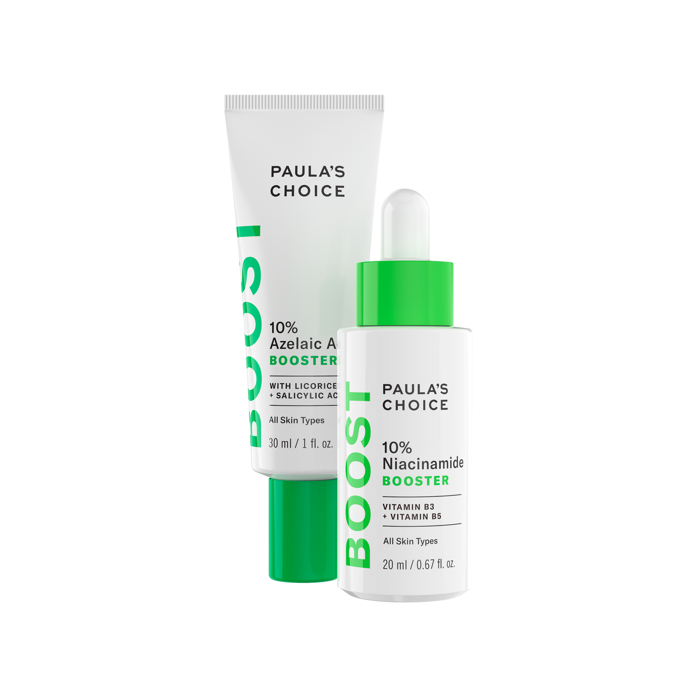 Paula S Choice Niacinamide Booster Azelaic Acid Booster Duo Plus Minus