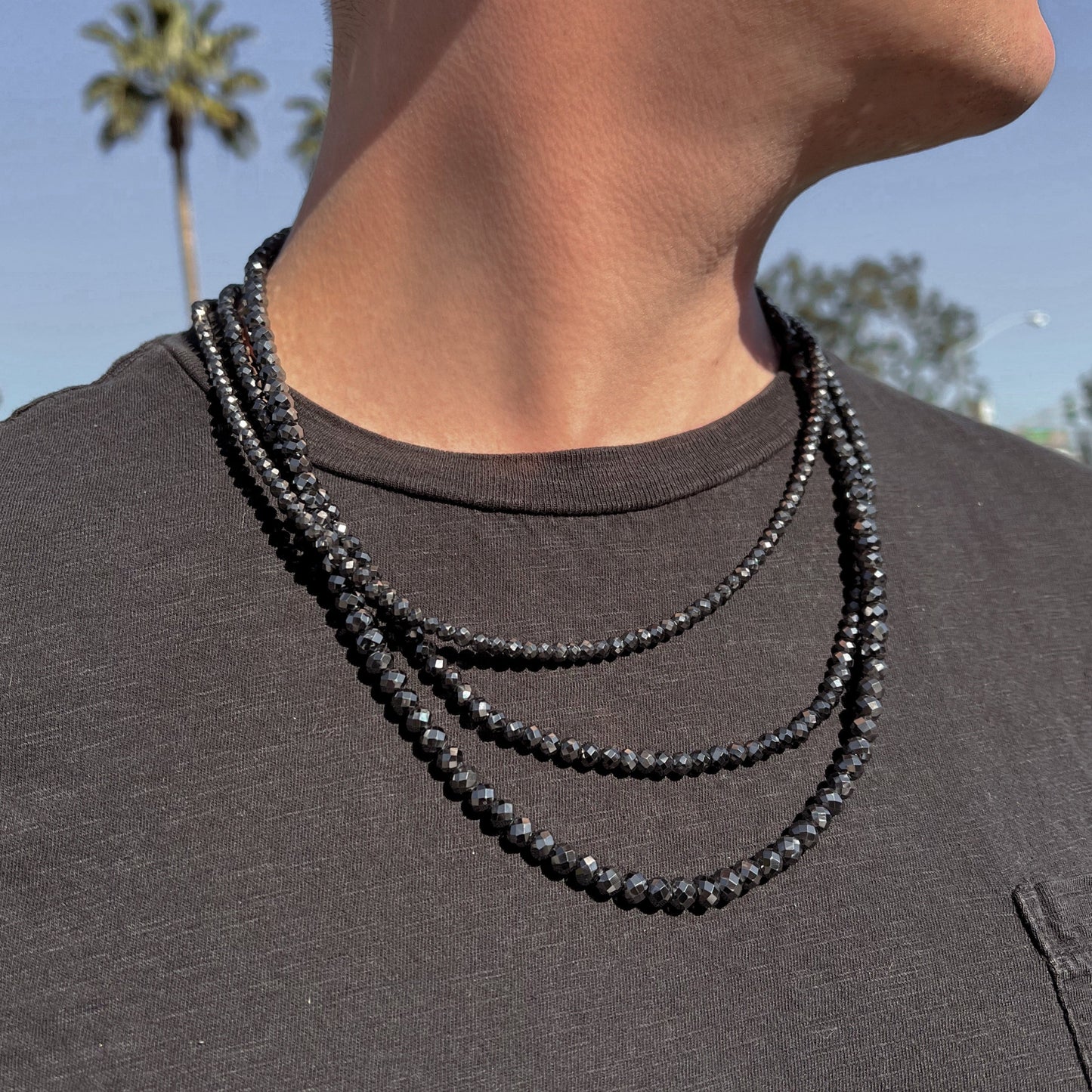 Men S Black Diamond Cut Moissanite Necklace Happy Jewelers